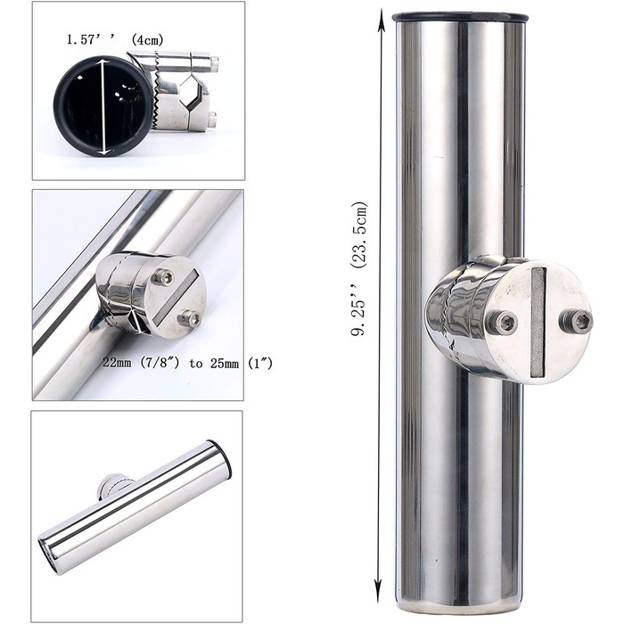 Тримачі для вудок FreeTec з нержавіючої сталі, 2 шт., тримачі для вудок для рейок 22-25 мм для човнів