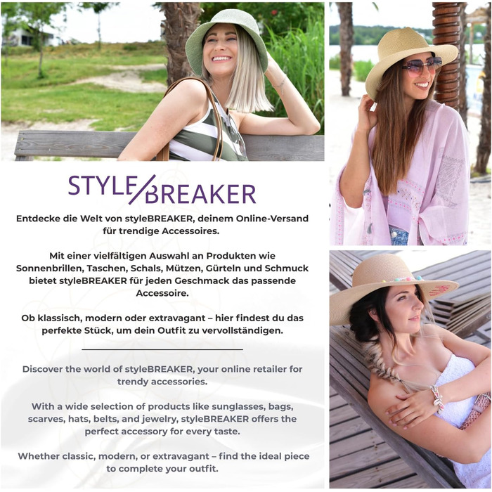 Жіноча панама-капелюх від сонця з тонкою стрічкою, солом&39яний капелюх, капелюх-флоппі, літній капелюх, капелюх-федора styleBREAKER, один розмір, білий