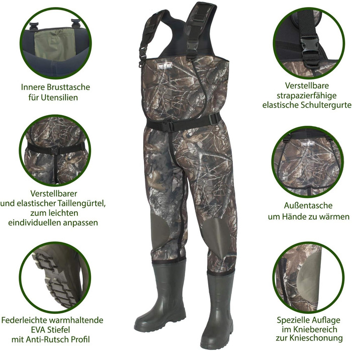 Чоловічі неопренові вейдерси, 5 мм, з черевиками з EVA, розміри 41-47, водонепроникні, для риболовлі, ставків, чоловічої риболовлі, вейдерси, розмір 43, оливково-зелені