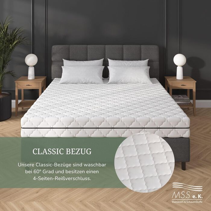 Матрац MSS eK MedicSpring 2-в-1 з пружинною системою Pocket Spring 180x200 2 рівні жорсткості в одному матраці Пружинний матрац H4 / H5 Ергономічний дизайн та виробництво в Німеччині 7 зон Сертифіковано Oeko-TEX H4 / H5 180 x 200 см
