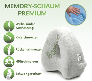 Подушка для коліна MillyBeas для сну на боці - ортопедична подушка для ніг з піни з ефектом пам&39яті, розроблена лікарями, зі знімним бамбуковим чохлом для полегшення болю в спині/стегнах/суглобах та сідничному нерві