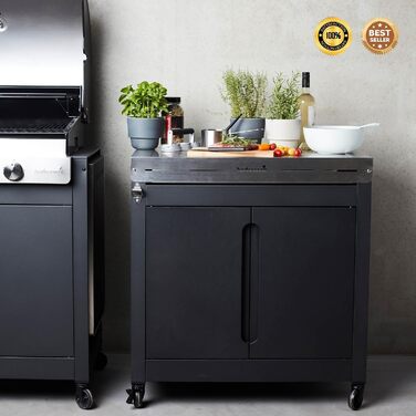 Преміальний стіл для гриля barbecook Buddy з полицями для зберігання та вбудованим відкривачем для пляшок, 84 x 46 x 90 см