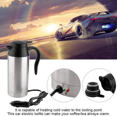 Автомобільний електричний чайник з підігрівом сталева пляшка кружка 12В 750мл з нержавіючої сталі