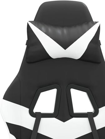 Поворотне ігрове крісло, чорно-біле, штучна шкіра, модель 349548