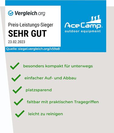 Портативний складаний гриль AceCamp на вугіллі, для кемпінгу, садової вечірки, барбекю, гриль з нержавіючої сталі, (інші розміри), середній, 34 x 36 x 22 см