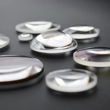 Оптичне скло, діаметр 45 мм, фокусна відстань 150 мм, двоопукла професійна скляна оптична лінза