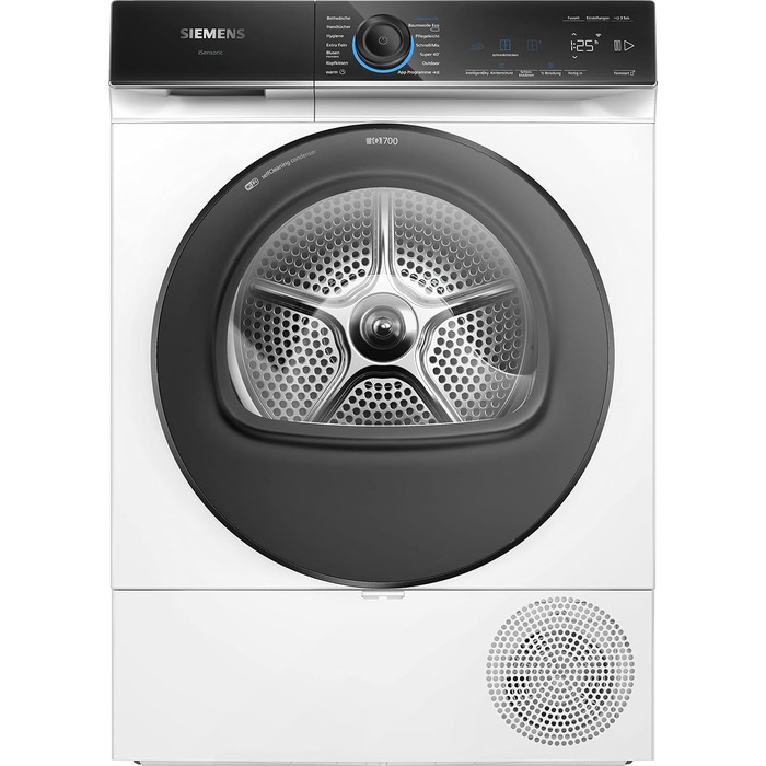 Сушильна машина з тепловим насосом Siemens WT47R440 іQ700, Single для 8 кг білизни енергоспоживання класу A, 176 кВтгод/рік, speedPack, autoDry, самоочищення , білий