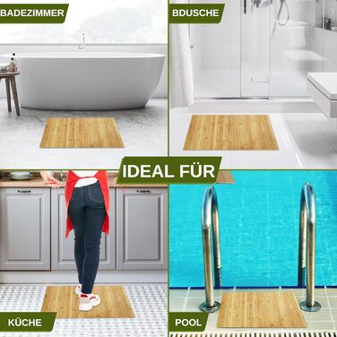 Бамбуковий килимок SereneLife, 60x40 см, нековзний дерев&39яний килимок для ванної, складний та стійкий до цвілі, швидковисихаючий, для спа, йоги, масажу, дому та відпочинку, згортається та складається