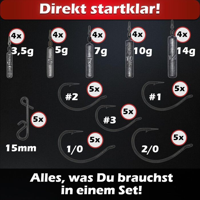 Набір повідків Drop Shot - 25 шт. (3,5 г/5 г/7 г/10 г/14 г) по 5 шт. кожен з коробкою - Джиг-головки, повідці Cheburashka, повний набір Drop Shot