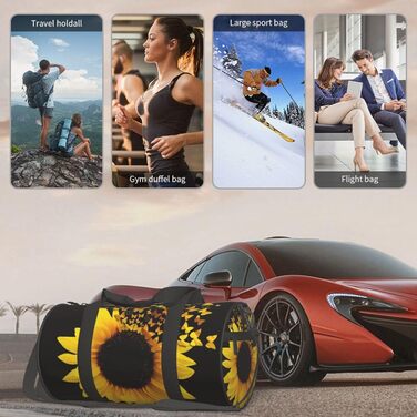 Дорожня сумка з малюнком стрекози, кругла, великої місткості, легка та міцна, ідеальний подарунок для піших прогулянок, відпустки, ділових поїздок та іншого, з квітковим та метеликовим дизайном (соняшники, квіти, метелики).