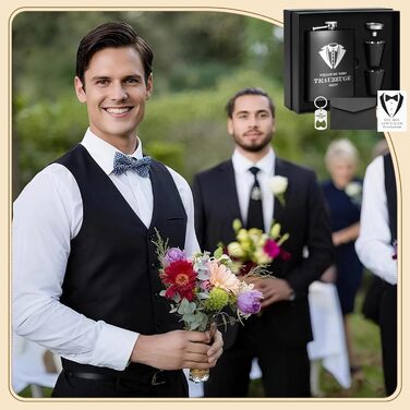 Подарунковий набір з гравірованої фляжки з нержавіючої сталі об&39ємом 8 унцій для боярина та подружки нареченої, чорна подарункова коробка з 4 чашками та лійкою, персоналізований весільний подарунок для чоловіків та жінок, ЧОРНИЙ