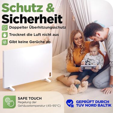 Інфрачервоний WiFi обігрівач з термостатом 1100 Вт до 28 м Розумний інфрачервоний настінний обігрівач та окремостоячий пристрій Енергозберігаючий інфрачервоний електричний обігрівач та конвектор для дому та спальні WiFi - 1100 Вт до 28 м