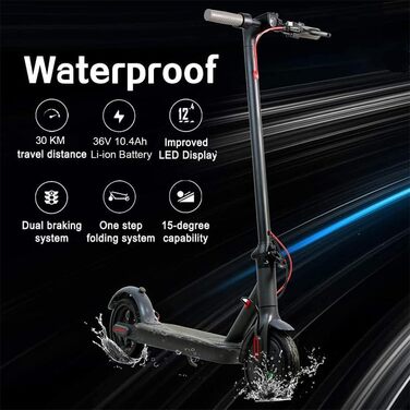 Електросамокат для дорослих, 8,5-дюймовий, світлодіодний дисплей, функція додатку, запас ходу 20-30 км, навантаження 120 кг, з три