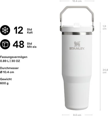 Пляшка для пиття STANLEY Flip Straw Tumbler 1.0 з трубочкою 0.89 л - Термос зберігає напої холодними протягом 12 годин - Можна мити в посудомийній машині - Спортивна пляшка - Пляшка для води без BPA - Морозостійка