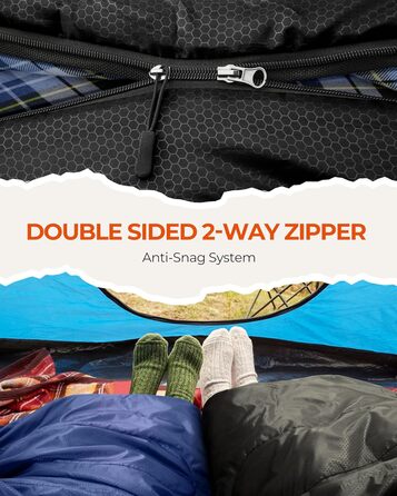 Спальний мішок Sportneer для активного відпочинку - Фланелевий зимовий спальний мішок 220 x 85 см, Компактний спальний мішок-ковдра на 3-4 сезони, Холодна погода, Зимовий кемпінг на свіжому повітрі, Чорний