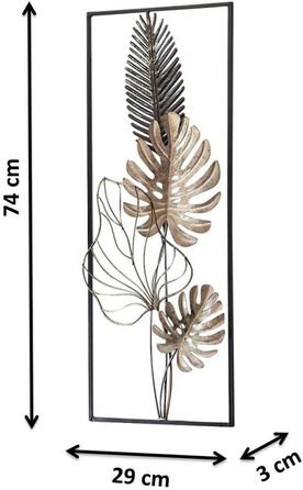 Коболо настінний фотошпалери настінне оздоблення металеві картини настінне мистецтво сучасне - MONSTERA - металл - 29x74 см - чорн