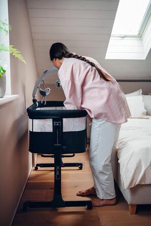 Багатофункціональна тумбочка та дитяче ліжко MoMi REVO, 6-рівневе регулювання висоти від 72 до 82 см, темно-сірий колір