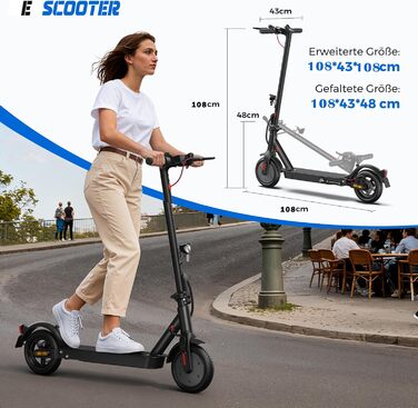 Електросамокат з дозволом на використання в дорожніх умовах, 10/8,5-дюймовий електросамокат, пікова потужність 500 Вт, максимальний запас ходу 40/30 км, подвійне гальмо та амортизація, підключення до додатку, складаний 3S, світлодіодне світло та світловід