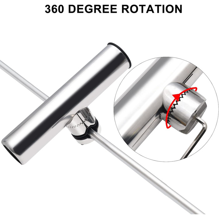 Тримач для вудки Geloo з нержавіючої сталі, для кріплення на регульовані тримачі для вудки на рейках, кріплення з нержавіючої сталі, для човнів, рейок яхт, від 22 мм до 26 мм (A)