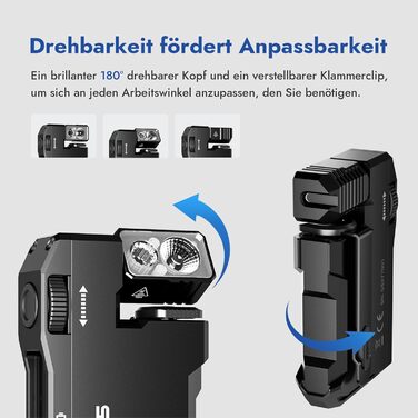 Світлодіодний акумуляторний ліхтарик WUBEN G5 - міні-брелок RGB 400 люмен, багатофункціональний магнітний USB EDC, водонепроникний ліхтарик з 6 режимами для кемпінгу, використання на свіжому повітрі, чорний