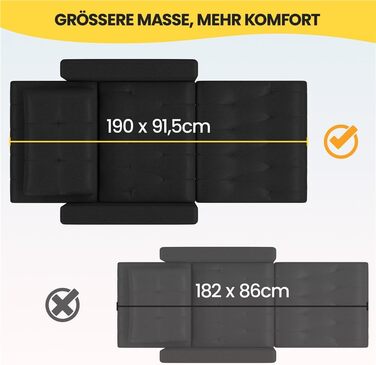 Крісло-ліжко Yaheetech з функцією ліжка 3-в-1, розкладний диван-ліжко, трансформоване крісло-ліжко, регульоване одномісне крісло з бічною кишенею, спальна зона 190 x 71,5 см, для невеликих приміщень, чорний колір