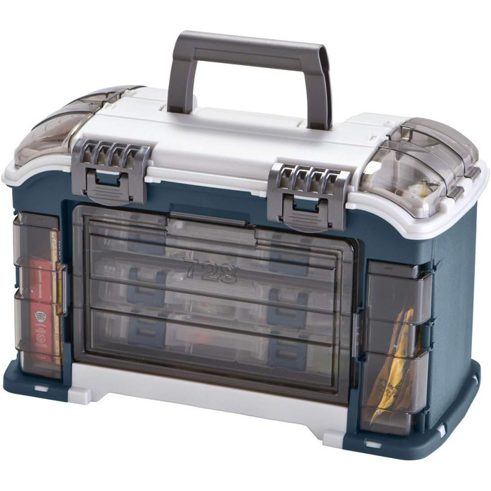 Система рибальських снастей Plano Angled з трьома ящиками для зберігання 3560, для зберігання рибальського приладдя, для зберігання преміального спорядження, бежевий/синій, один розмір