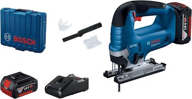 Акумуляторний лобзик Bosch Professional GST 185 LI (18 В, акумулятор 2 x 4,0 Ач, зарядний пристрій, 0-3 500 ходів/хв, глибина різа
