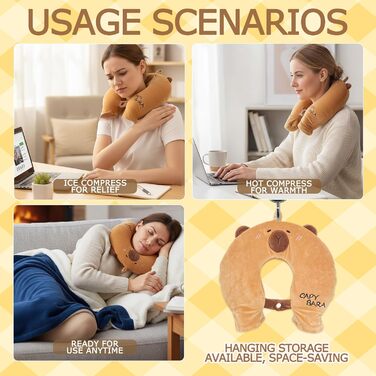 Грілка для шиї, подушка для шиї, грілка з м&39яким чохлом, грілка для шиї та плеча, подарунки для зимового тепла, для жінок, матерів, батьків (Капібара)