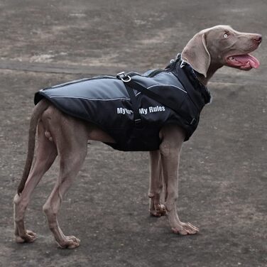Водонепроникна зимова куртка для собак зі шлейкою, захистом для живота, жилетом для домашніх тварин на блискавці, світловідбиваючою та вітрозахисною курткою для собак середнього та великого розміру 2XL-6XL (3XL)