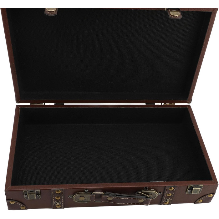 Вінтажна шкіряна дерев&39яна валіза, 34 x 20,5 x 8 см, декоративний футляр для зберігання речей для дому, фотореквізит, коричневий