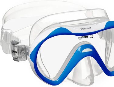 Комплект спорядження для сухого підводного плавання Mares Junior Combo Vento Jr, силіконова маска з однією лінзою та гнучкий трубка Dry-Top для дітей віком 8-14 років, 411820 синій, білий, прозорий