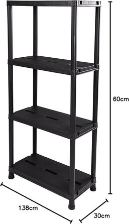 Стелаж Ondis24, полиця для зберігання, 60 x 30 x 131 (В) см, 12-дюймовий вставний стелаж, пластик, антрацит, максимальне навантаження 80 кг - подвійна упаковка 60 x 30 x 138 см