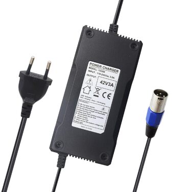 Зарядний кабель Abakoo для зарядки акумуляторів 42V 3A з 3-контактним XLR-роз&39ємом для заряджання акумуляторів електровелосипеда, замінює HP1202L3