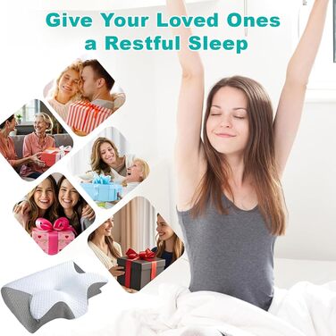 Подушка для сну Pillow Daddy, подушка для шиї з піни з ефектом пам&39яті від болю в шиї, ергономічна подушка проти хропіння для сну на спині та животі, дихаюча та миється, включає 2 чохли (білий)