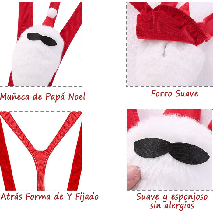 Чоловічий слінг-боді Santa, червоний оксамит, глибокий V-виріз