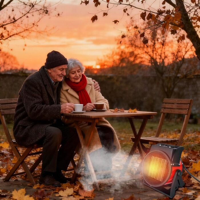 Електричний керамічний обігрівач UISEBRT потужністю 2000 Вт, енергозберігаючий електричний вентилятор-обігрівач із захистом від перегріву, 2 режими нагріву, будівельний обігрівач для будівельних майданчиків, будинків, майстерень, квартир та гаражів