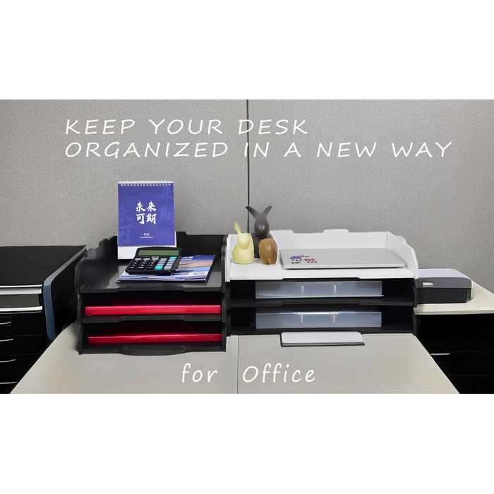 Штабельований лоток для паперу, A3, 3 рівні, настільний органайзер для офісного приладдя, зберігання файлів, органайзер для листів, папка для файлів A3, для дому або офісу, школи, білий (альбомний формат, білий, 3 рівні) 32 x 22 x 46,5 см