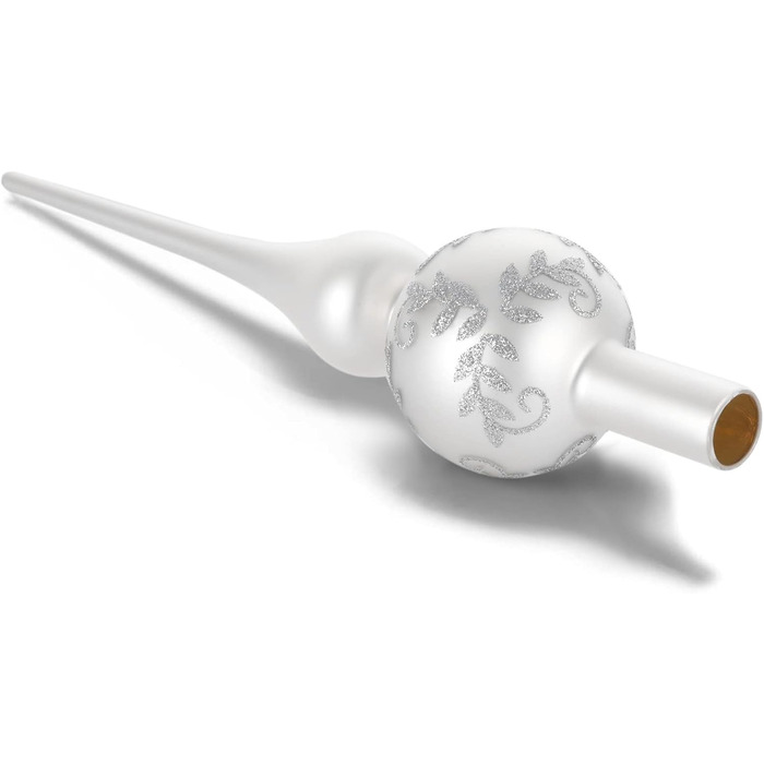 Скляна новорічна верхівка для ялинки сріблясто-біла UNOLIGA