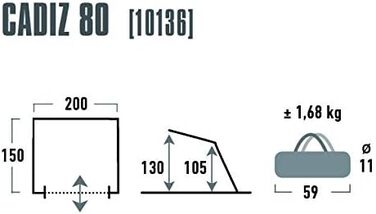 Пляжний намет High Peak Cadiz 80, сонцезахист UV 80 згідно зі стандартом ISO 801, пляжний намет, вітрозахисна завіса з 4 піщаними кишенями, великі сітчасті вікна для запобігання перегріву, окремостоячий