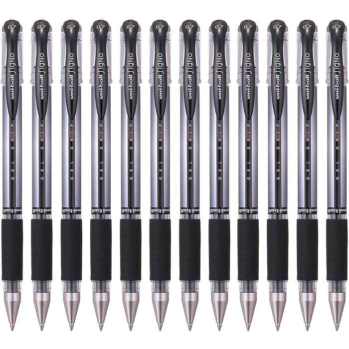 Мм Наконечник 0,5 мм Ширина ходу 12 шт. Чорний Чорний Гель, 151S SigNo Gel Rollerball Comfort Grip 0,7