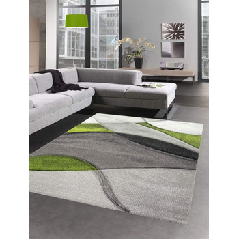 Килим сучасний килим для вітальні хвилі зелений сірий чорний розмір 60x110 см