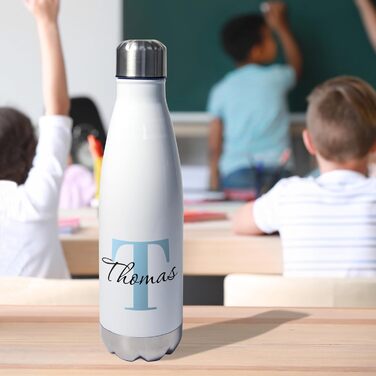 Персоналізована пляшка для води з нержавіючої сталі з іменем та ініціалами термопляшка об&39ємом 500 мл Подарунки для жінок, чоловіків, дітей, днів народження, школи, роботи (лист)