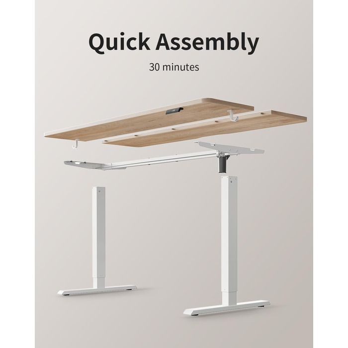 Стіл FEZIBO з регульованою висотою та портами зарядки USB-A та USB-C, 100 x 60 см