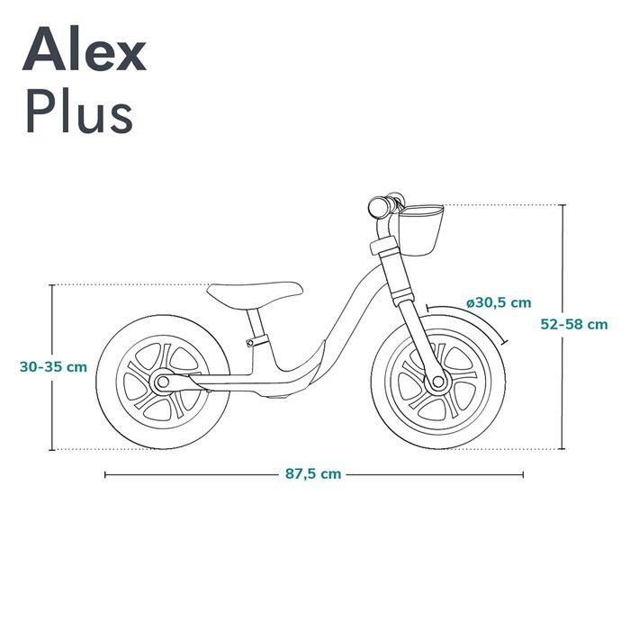 Дитячий велосипед-балансир до 30 кг, від 3 років, колеса з пінопласту Eva 30,5 см, корзина для ніг, регульоване сидіння та кермо,