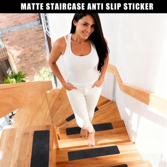 Самоклеючі, нековзні сходинки, 10 шт. , 60x10 см, для дерев&39яних сходинок та підлоги, чорні