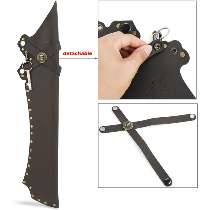 Шкіряний сагайдак для стріл Wolf, чорний/коричневий, 61×11 см