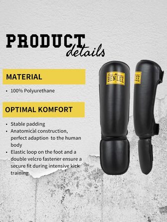 Щитки для гомілок BENLEE зі штучної шкіри Guardian чорного кольору, розмір L-XL, одинарні