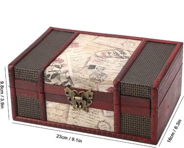 Вінтажна дерев&39яна скринька для зберігання Garosa, великий розмір, органайзер для зберігання книг і ювелірних виробів, декоративна скринька для скарбів у старовинному античному стилі для вечірок і вечірок з дня народження, весільної прикраси (3)