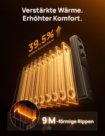 Масляний радіатор Dreo з 9 ребрами, тихий електричний обігрівач потужністю 2000 Вт для спальні, захист від перегріву та перекидання, регульований термостат, блокування від дітей, енергозбереження