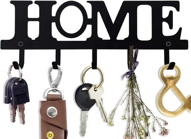 Настінна вішалка для ключів 5 гачків, декоративна, легка установка, легована сталь, чорна, тримач для ключів для декору настінного